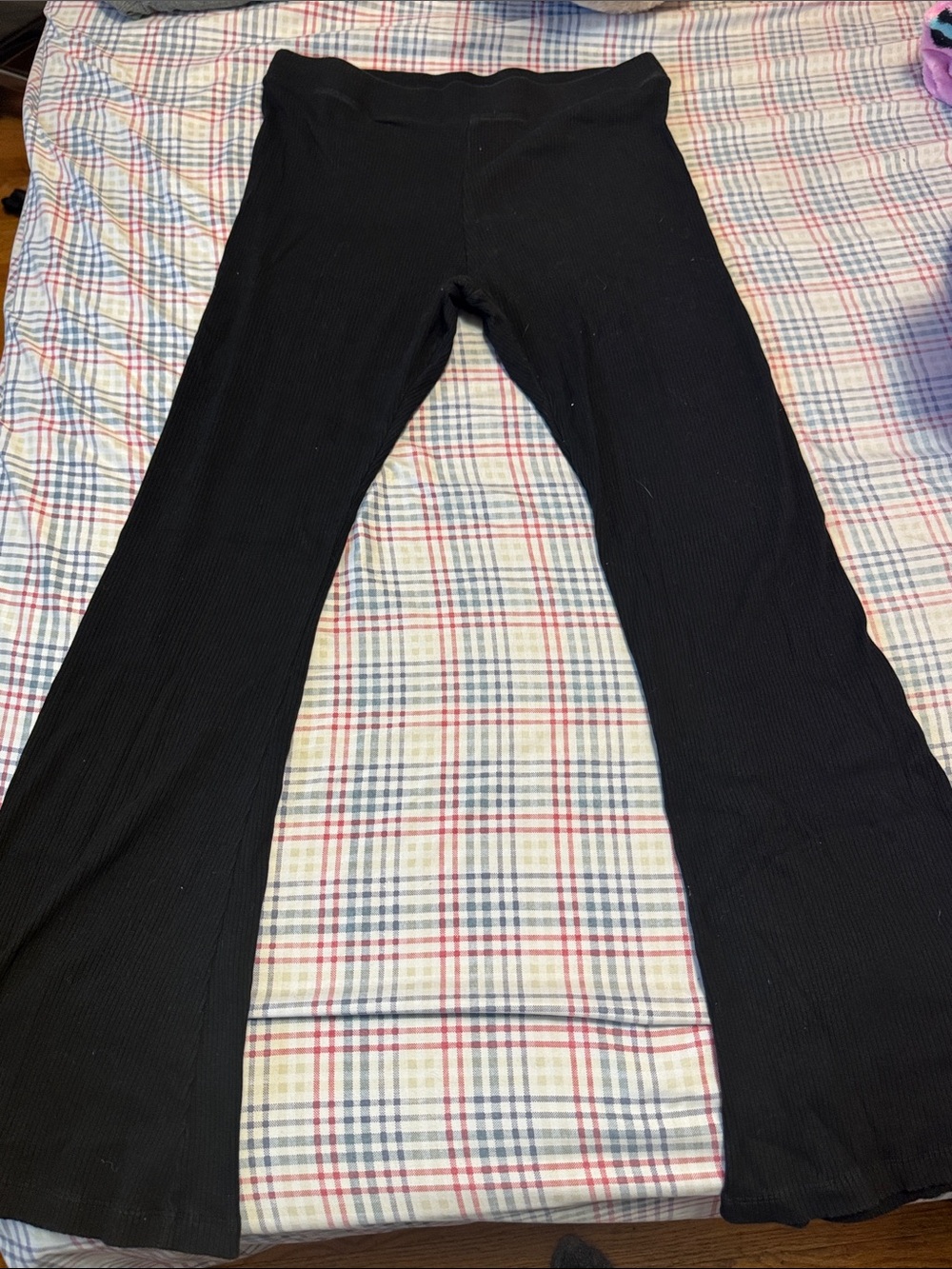 Victoria's Secret Black Ribbed Flared Kids Leggings